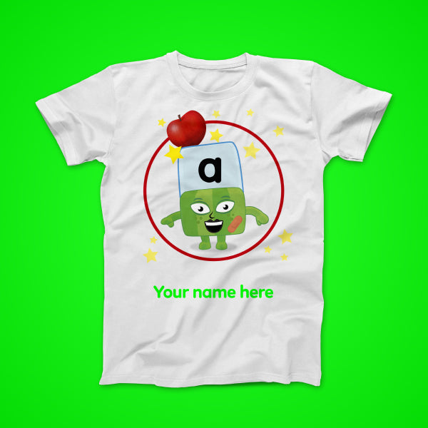 Alphablock A, personalised T