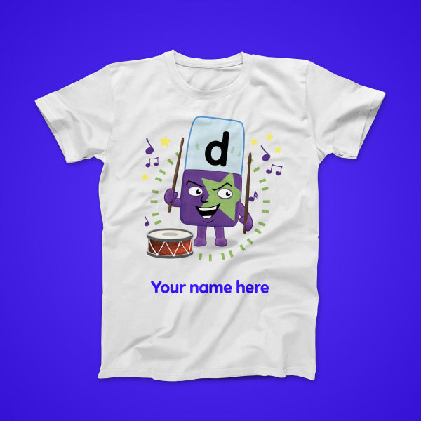 Alphablock D, personalised T