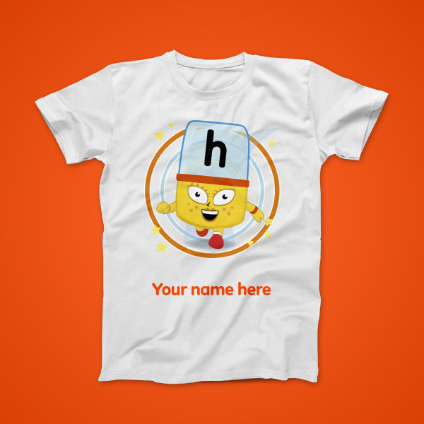 Alphablock H, personalised T