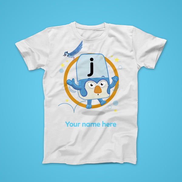 Alphablock J, personalised T