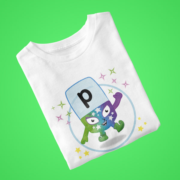 Alphablock P, personalised T