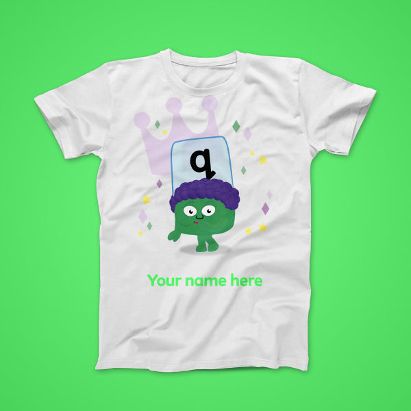 Alphablock Q, personalised T