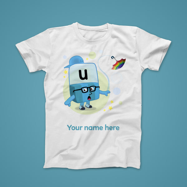 Alphablock U, personalised T