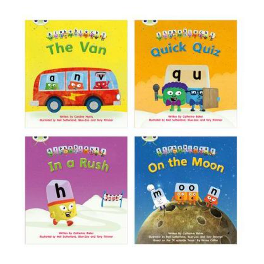 Learn to Read at Home with Alphablocks: Phase 3 - Reception term 2 (4 fiction books) Pack A - Phonics Bug