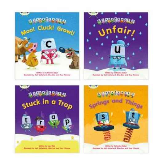 Learn to Read at Home with Alphablocks: Phase 3/4 - Reception terms 2 and 3 (4 fiction books) - Phonics Bug