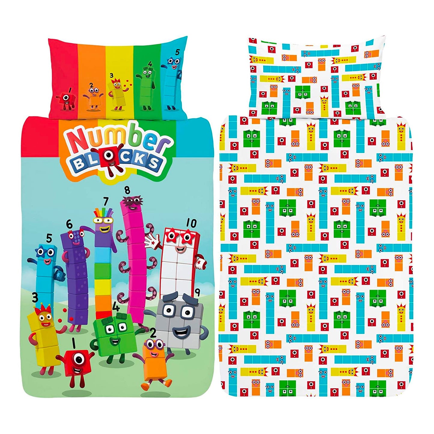 Numberblocks Junior Cot Duvet Cover - Official Reversible Bedding Set - Polycotton