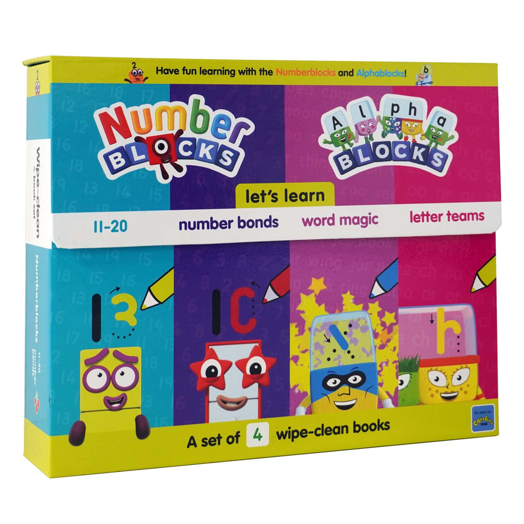 Numberblocks and Alphablocks: Let's Learn Numbers and Letters Set - 4 Wipe-clean books with pens included
